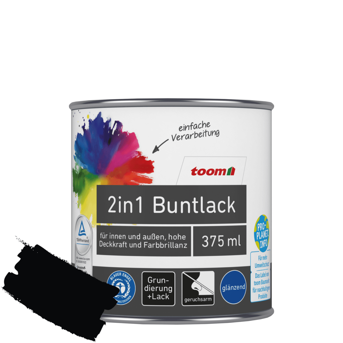 2in1 Buntlack 'Mitternacht' tiefschwarz glänzend 375 ml