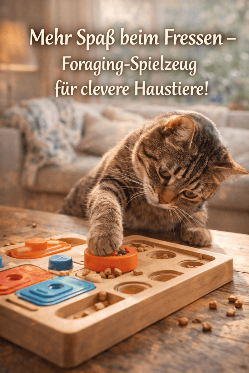 artikel haustier clever katze beim spielen mit puzzle spielzeug