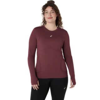 ASICS Road Seamless LS Top Damen – Rotes Lauf- und Trainingsshirt, atmungsaktiv, allwettertauglich, Gr. L