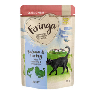 Feringa Classic Meat Menü Pouch 12 x 85 g - Lachs & Pute mit Zucchini