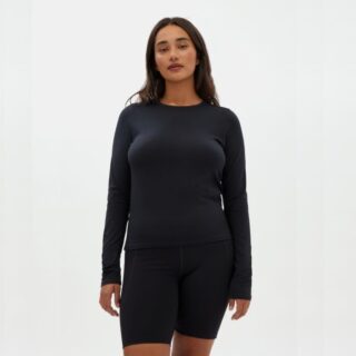 Girlfriend Collective Reset Fitted Langarmshirt Damen, Gr. L – Schwarzes Funktionsshirt für Lauftraining & Fitness