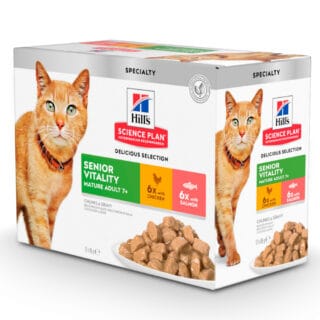 Hill's Science Plan Mature Adult 7+ Senior Vitality Huhn & Lachs - Sparpaket: 24 x 85 g