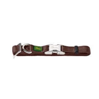 HUNTER Halsband Vario Basic Alu-Strong, braun - Größe M: 30 - 45 cm Halsumfang, 15 mm breit