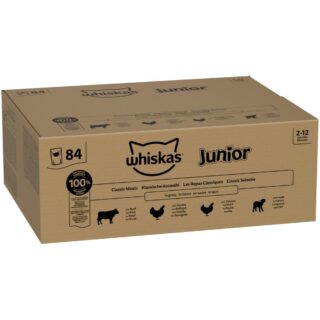Jumbopack Whiskas Junior Frischebeutel 84 x 85 g - Klassische Auswahl in Sauce