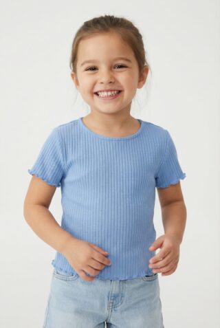 KIDS ONLY T-Shirt "KOGNELLA S/S O-NECK TOP NOOS JRS" mit süßer Wellenkante
