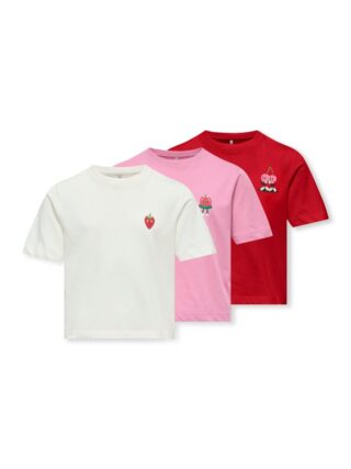 KIDS ONLY T-Shirt "KOGREX S/S PRINTED TOP JRS 3-PACK" Packung, 3 mit sommerlichen Brustmotiven