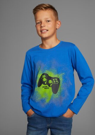 KIDSWORLD Langarmshirt "GAMER" Gamer-Shirt Langarm, Basic-Passform, mit trendigem Aufdruck