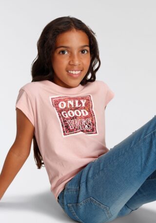 KIDSWORLD T-Shirt "ONLY GOOD VIBES - Druck" Kurzarm, gerade Passform, mit peppigen Statements und Sprüchen