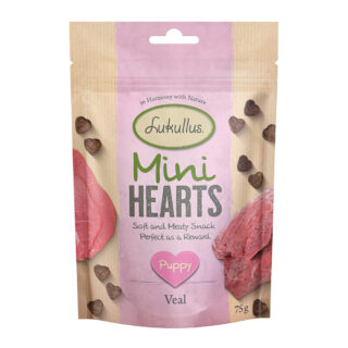 Lukullus Puppy "Mini Hearts" Snacks Kalb (getreidefrei) - Sparpaket 3 x 75 g
