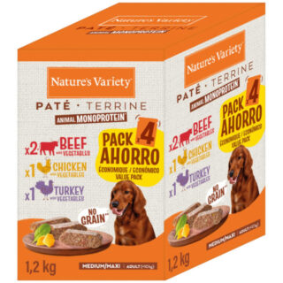 Megapack Nature's Variety Paté No Grain Adult Medium/Maxi 16 x 300 g - Mix (Rind, Huhn, Truthahn)