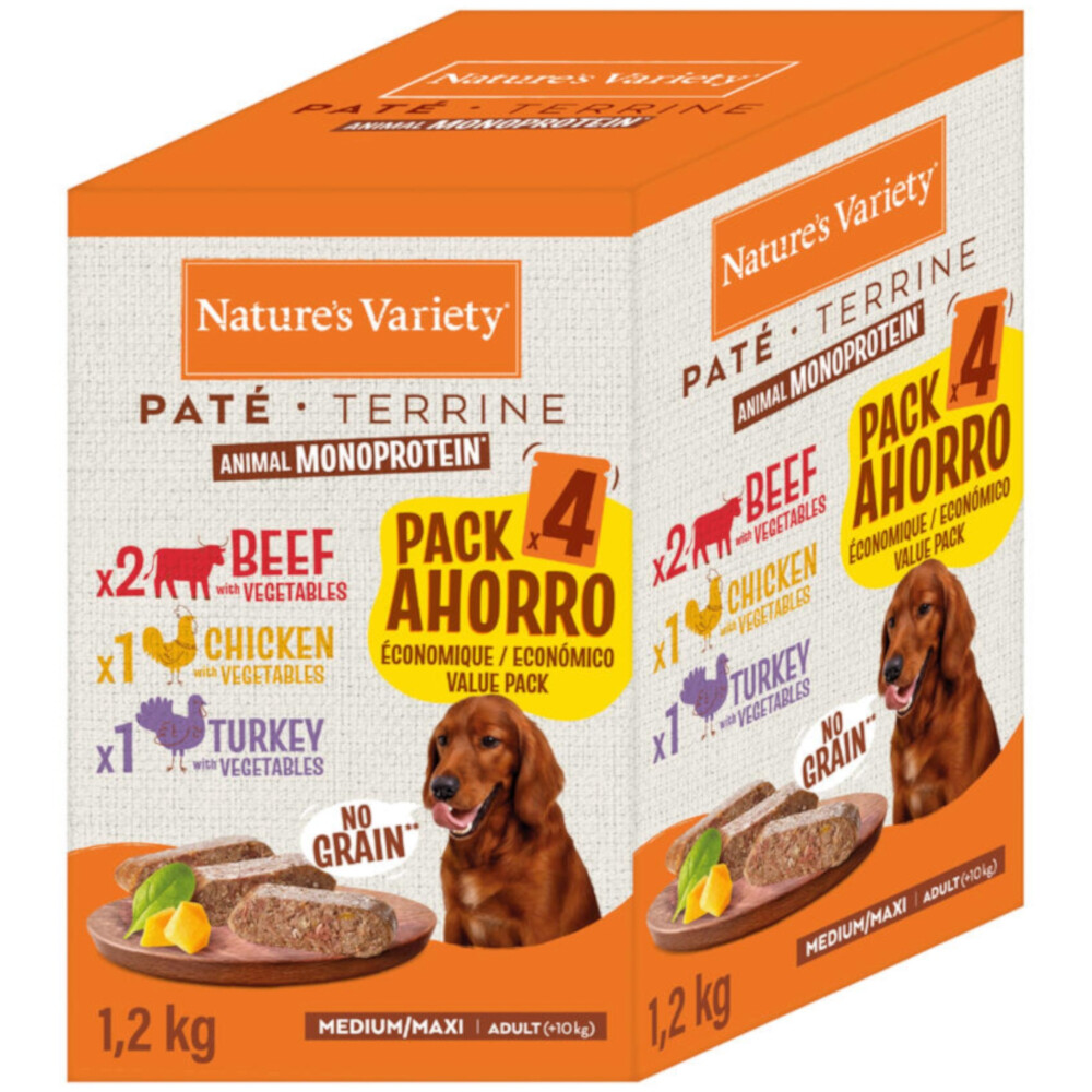 Megapack Nature's Variety Paté No Grain Adult Medium/Maxi 16 x 300 g - Mix (Rind, Huhn, Truthahn)