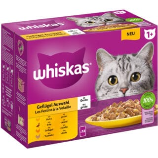 Megapack Whiskas 1+ Adult Frischebeutel 24 x 85 g - Geflügel Auswahl in Gelee