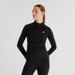 New Balance Heat Grid Half Zip Damen L - Schwarz, ideal für Sport und Freizeit