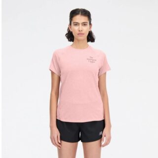 New Balance Printed Impact Run Damen-T-Shirt XS Pink – Leichtes, atmungsaktives Lauf- und Trainingsshirt