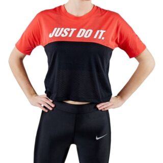Nike Damen Tailwind Laufshirt Ember Glow/Schwarz/Weiß – Leicht, atmungsaktiv, ideal für schnelles Training und Komfort