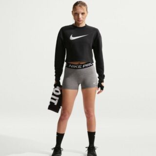 Nike PRO Dri-FIT Crew-Neck French Terry Top Gr. S Schwarz Damen