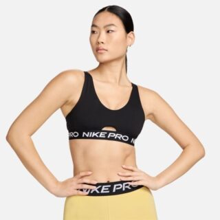 Nike Pro Indy Plunge MS Bra, Gr. L - Bequemer Sport-BH für Frauen beim Lauftraining in Schwarz