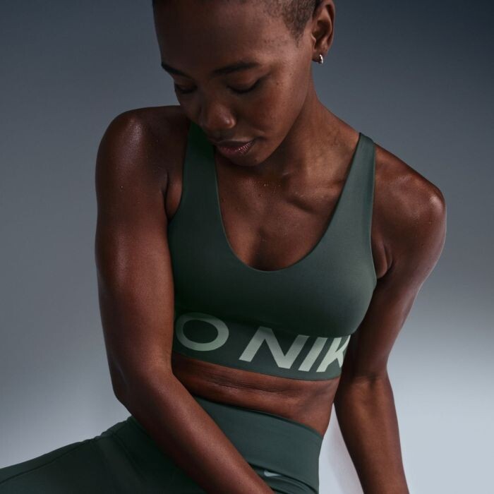 Nike Pro Indy Plunge Sport-BH für Damen, Gr. L, Grün - Bequeme Unterstützung beim Lauftraining