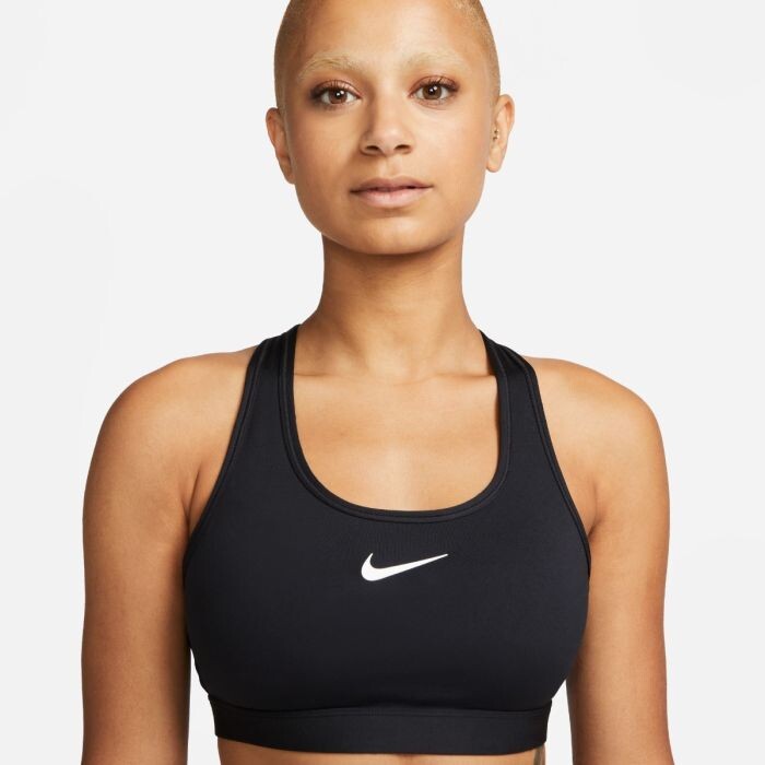 Nike Swoosh Medium Support Sport-Bra für Damen - Größe L, Schwarz
