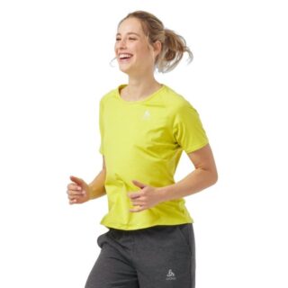Odlo Damen Laufshirt Easy Short Sleeve Crew Neck XS Gelb – Bequeme Trainings- und Laufbekleidung