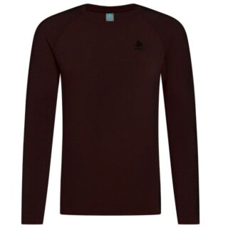 Odlo Performance Warm Eco Langarmshirt für Herren – Brauntöne, ideal für kalte Wetterläufe, atmungsaktiv und isolierend