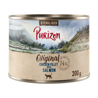 Purizon Original 12 x 200 g - getreidefrei - Sterilised: Hühnerfilet mit Lachs