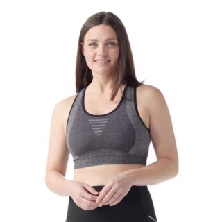 Smartwool Intraknit Racerback-BH Damen Gr. L Schwarz/Grau – Bequemer Halt für Lauftraining und Sport