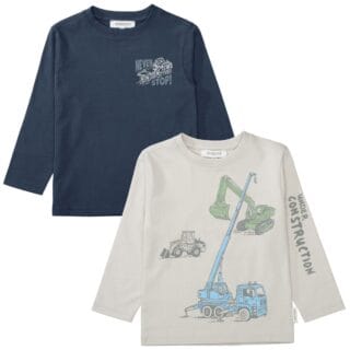 STACCATO Langarmshirt 2 2er Pack, mit Kran-Bagger-Motiv, für Boys