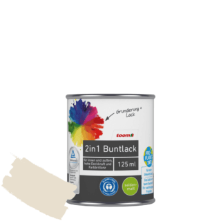 toom 2in1 Buntlack 'Bergkristall' cremeweiß seidenmatt 125 ml