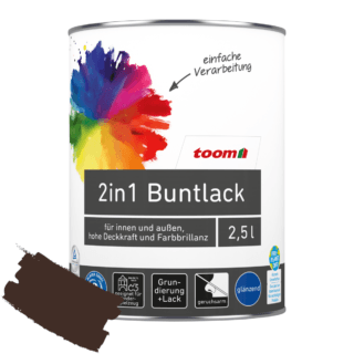 toom 2in1 Buntlack 'Edelbraun' schokobraun glänzend 2,5 l