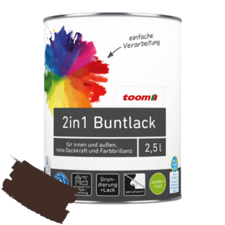 toom 2in1 Buntlack 'Edelbraun' schokobraun seidenmatt 2,5 l
