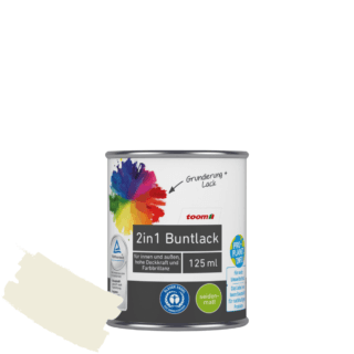 toom 2in1 Buntlack 'Eisblume' reinweiß seidenmatt 125 ml