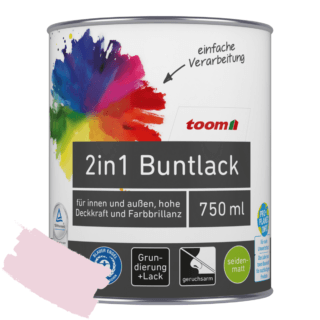 toom 2in1 Buntlack 'Flamingo' rosa seidenmatt 750 ml