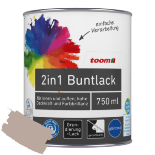 toom 2in1 Buntlack 'Kieselsand' taupe glänzend 750 ml