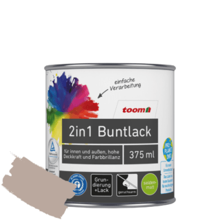 toom 2in1 Buntlack 'Kieselsand' taupe seidenmatt 375 ml