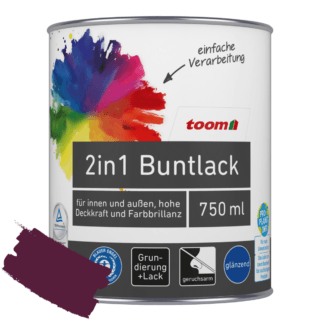 toom 2in1 Buntlack merlotfarben glänzend 750 ml