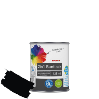 toom 2in1 Buntlack 'Mitternacht' tiefschwarz seidenmatt 125 ml