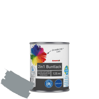 toom 2in1 Buntlack 'Stadtgeflüster' silbergrau glänzend 125 ml