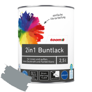 toom 2in1 Buntlack 'Stadtgeflüster' silbergrau glänzend 2,5 l