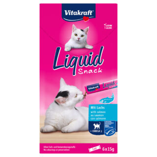 Vitakraft Cat Liquid-Snack mit Lachs + Omega 3 - 6 x 15 g