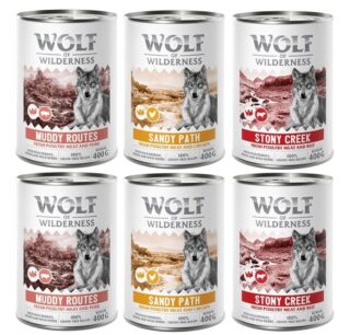 Wolf of Wilderness Senior - Mixpaket - 6 x 400 g 2x Geflügel & Rind, 2x Geflügel & Schwein, 2x Geflügel & Huhn