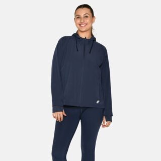 Zebdia Sports Damen Laufjacke Gr. L – Wasserdichte, atmungsaktive Kapuzenjacke für Outdoor-Aktivitäten in Blau