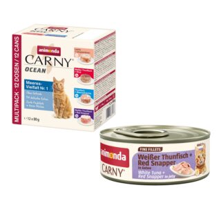 12 x 80 g animonda Carny Ocean + 60 g Adult Fine Fillets in Gelee gratis! - Ocean Mixpaket 1 (4 Sorten)