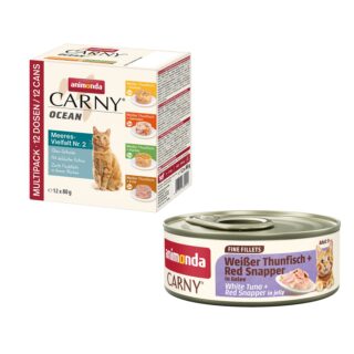 12 x 80 g animonda Carny Ocean + 60 g Adult Fine Fillets in Gelee gratis! - Ocean Mixpaket 2 (4 Sorten)