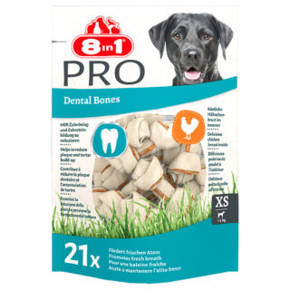 8in1 Pro Dental Kauknochen Huhn - 7 Stück, (Größe XS)
