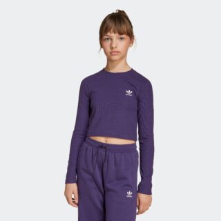 adidas Originals Langarmshirt "LANGÄRMELIGES, KÜRZER GESCHNITTENES AUS RIPPSTRICK FÜR KINDER" Langarm, schmale Passform, geripptes Material, aus Baumwollmix