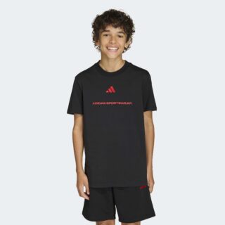 adidas Sportswear T-Shirt "ADIDAS SLOGAN SINGLE JERSEY" sportlicher Stil, kurze Ärmel, elastisches Material, mit Slogan