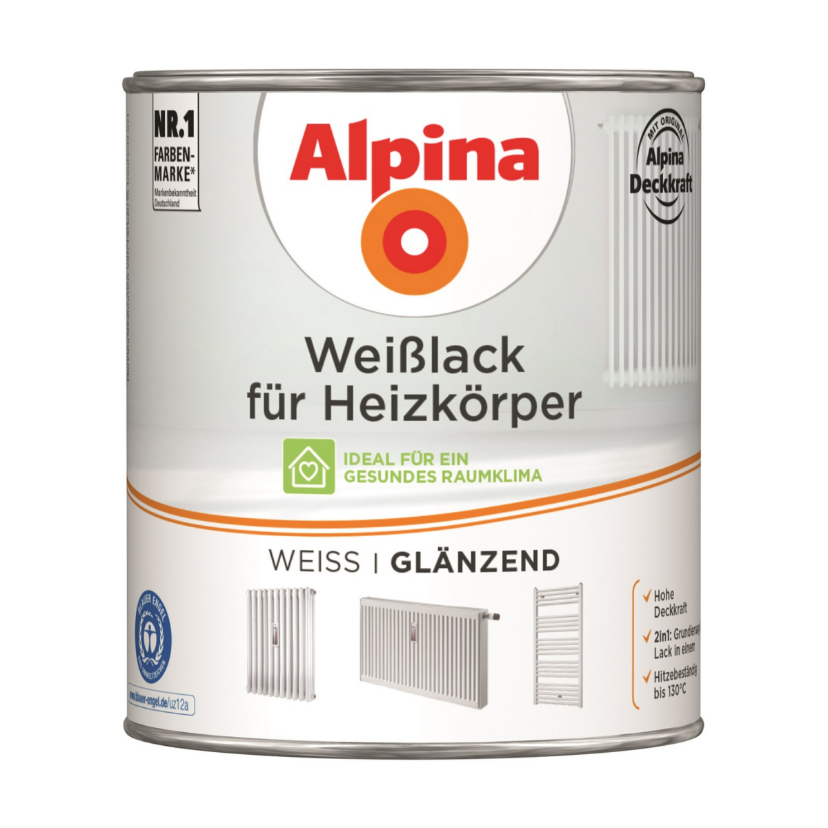 Alpina Heizkörperlack weiß glänzend 750 ml