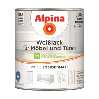 Alpina Weißlack für Möbel und Türen seidenmatt 750 ml