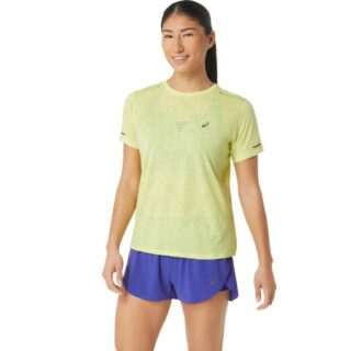 ASICS Metarun Pattern SS Top Damen Gr. L - Gelb, Atmungsaktiv & Komfortabel für Läufer